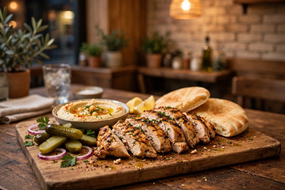 A fresh sourdough pita stuffed with fried chicken