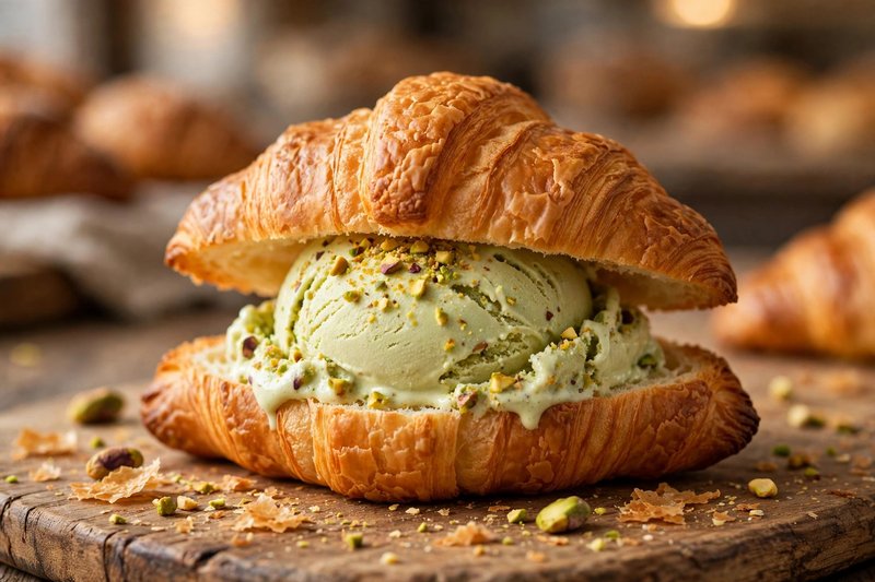 Croissant ice cream sandwich