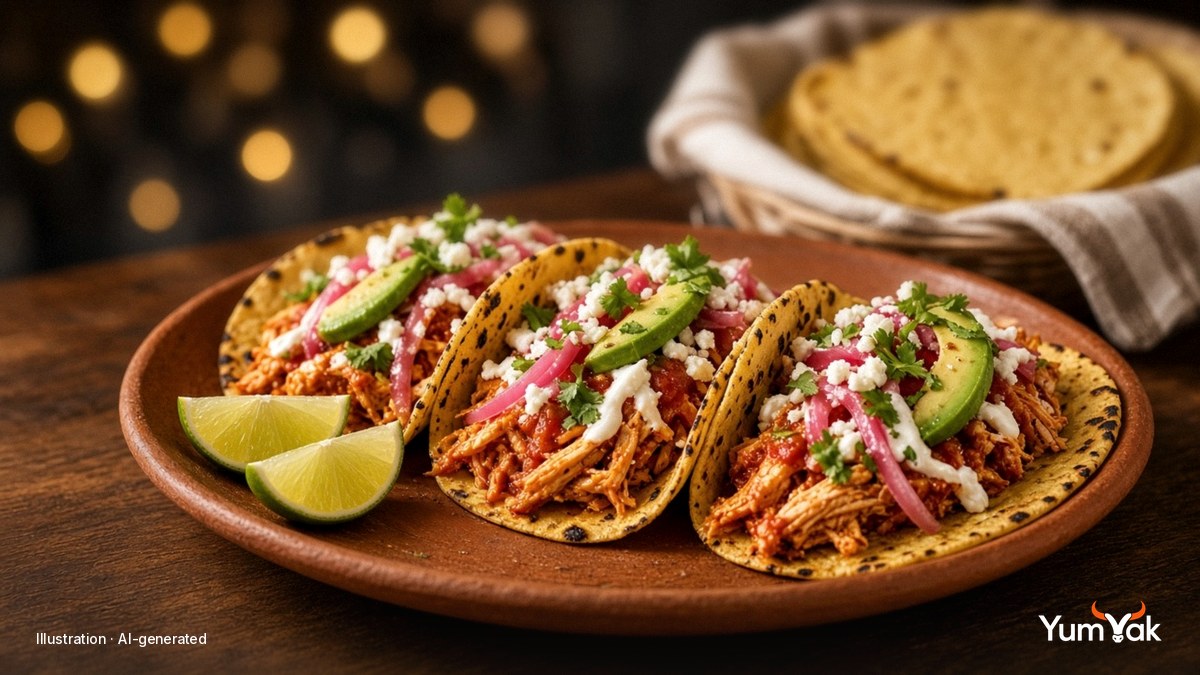 Homemade Corn Tortillas and Chicken Tinga Tacos
